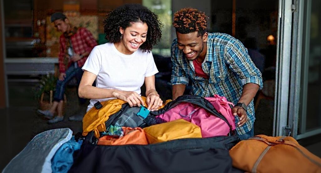 AI generated image two people packing for a trip to Uganda