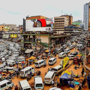 Traffikk i sentrum av Kampala, Uganda
